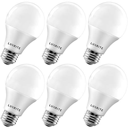 LUXRITE A19 LED Bulb 60W Equivalent, 3000K Soft White,...