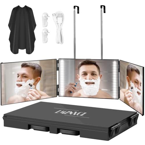 LMZNXCZ with LED Lights 3 Way Mirror for Self Hair...