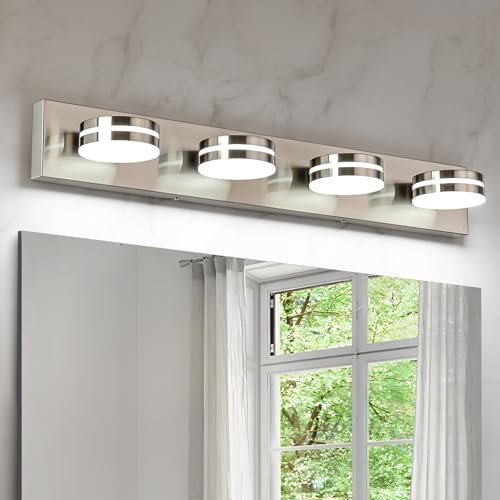Brushed Nickel Vanity Lights for Bathroom, 4-Light Bathroom...