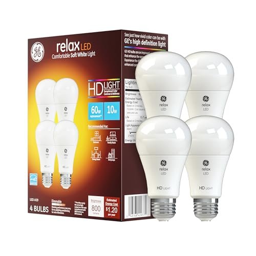 GE Relax LED Light Bulbs, 60 Watt, Soft White, A19...