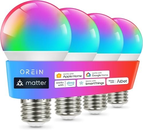 OREiN Matter Smart Light Bulb, Smart Light Bulbs Work...