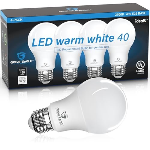 Great Eagle A19 LED Light Bulbs 40 Watt Equivalent -...