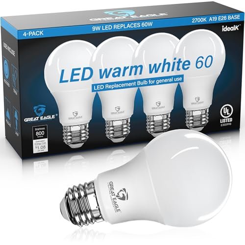 Great Eagle A19 LED Light Bulbs 60 Watt Equivalent -...