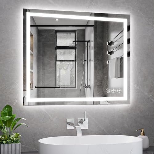 Koonmi 30x36 LED Bathroom Mirror, Backlit + Front Lit,...