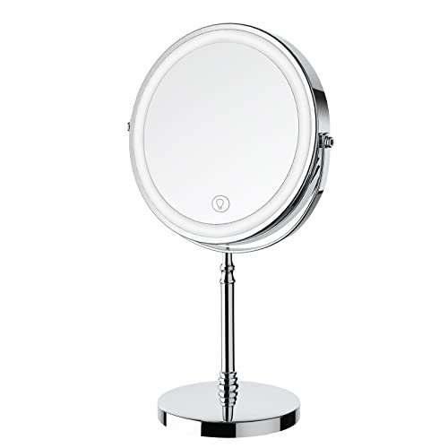 Lighted Makeup Mirror, 3000 mAh Rechargeable Double Sided...