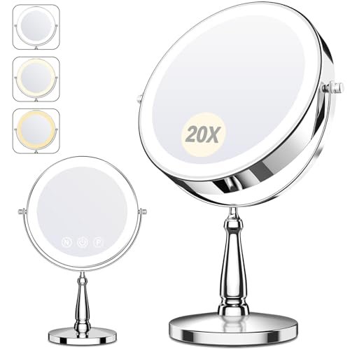 Makeup Mirror with Lights, 20X Magnifying Mirror with Light...