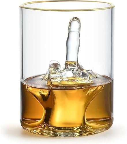 RUGLUSH Middle Finger Funny Whiskey Glass – Premium Up...