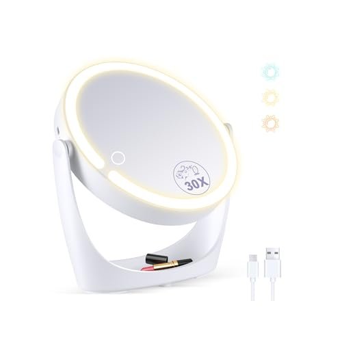PEDOMIROR 30X/1X Magnifying Mirror with Light, Makeup...