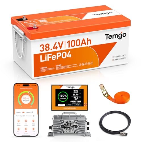 TEMGO 36V (38.4V) 100Ah LiFePO4 Lithium Golf Cart Battery,...