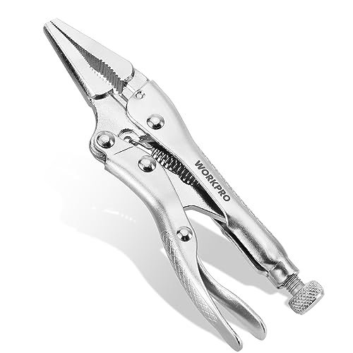WORKPRO 4-1/2 inch Mini Long Nose Locking Pliers,...