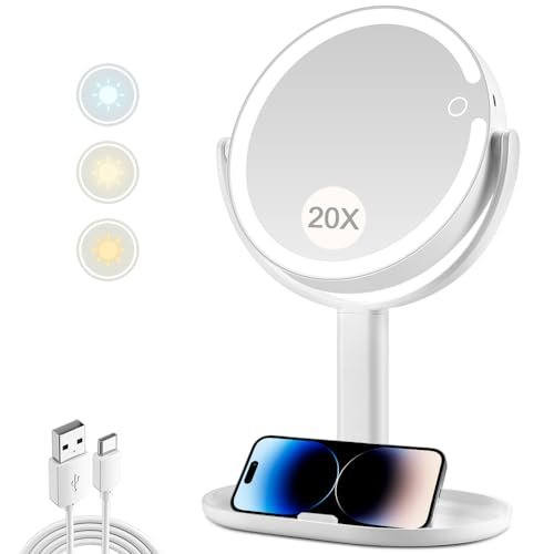 Makeup Mirror with Lights,20X Magnifying Mirror with Light...