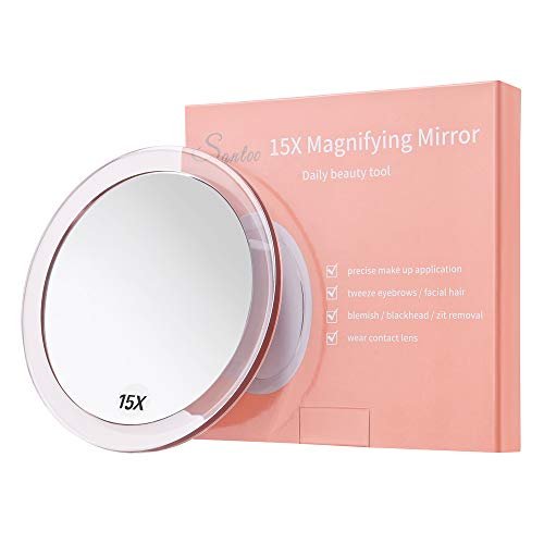 15X Magnifying Mirror - with 3 Mounting Suction Cups -...