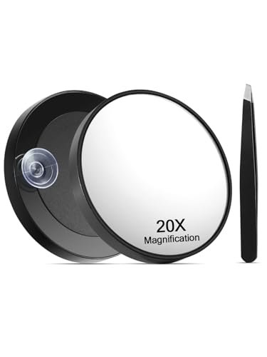 Macaki 20X Magnifying Mirror with Suction Cups and Tweezers...