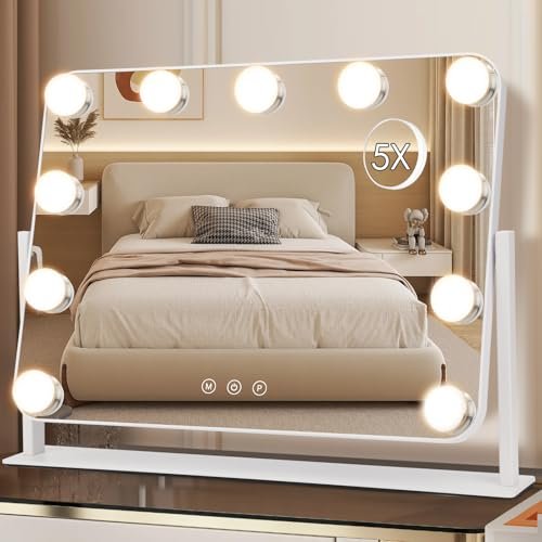 DenCert 360° Vanity Mirror with Lights 11 Led Bulbs...
