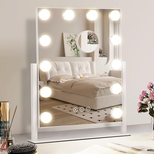 NUSVAN Vanity Makeup Mirror with Lights,3 Color Lighting...