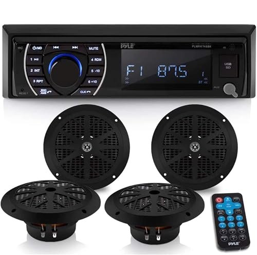 Pyle Marine Head Unit Receiver Speaker Kit - In-Dash LCD...