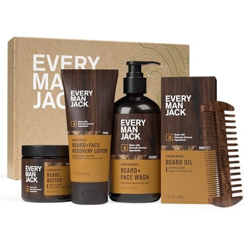 Every Man Jack Men's Sandalwood Beard Set - Perfect for...