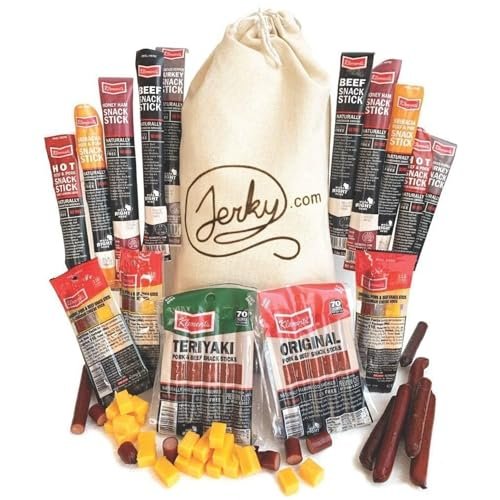 Jerky.com Gift Bag for Men | 26 Piece Meat Sticks...