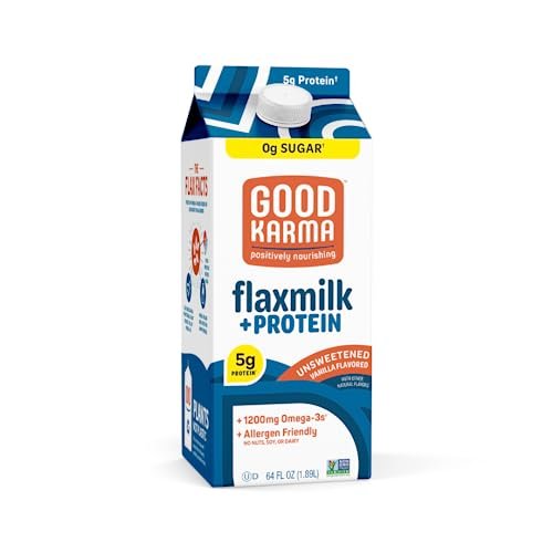 Good Karma Unsweetened Vanilla Flaxmilk +Protein, 64 Ounce,...