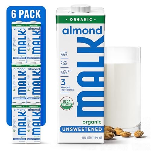MALK Almond Milk Unsweetened (32oz, Pack of 6) - Shelf...