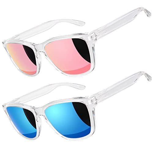LINVO Polarized Sunglasses for Women Men, Clear Frame...