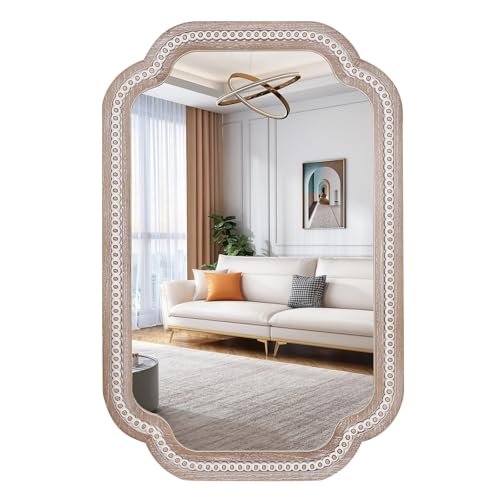 36x24'' Boho Decorative Wall Mirrors with Beaded, Wooden...