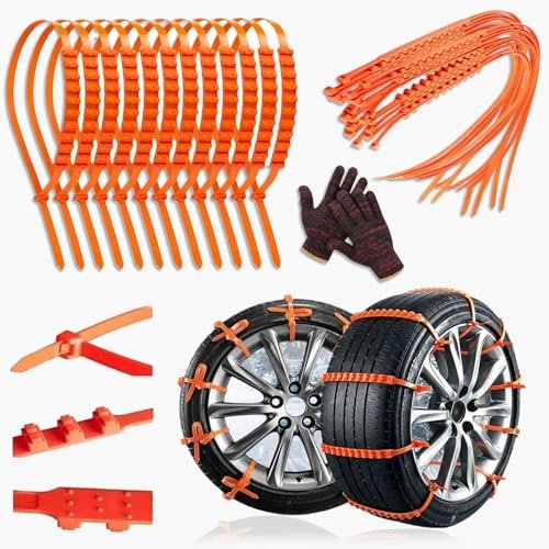 Universal Anti-Skid Snow Tire Chains, Emergency Traction...