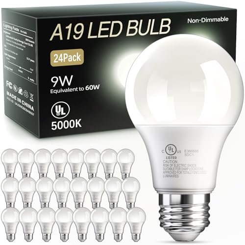 TJOY 24 Pack A19 LED Light Bulbs, 60 Watt Equivalent...