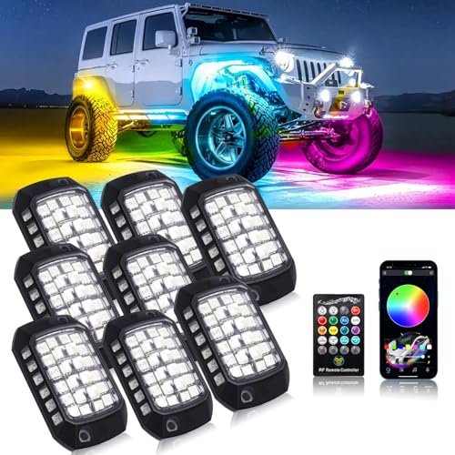 Goodream RGB Rock Lights, 8 Pods 36 LEDs SMD Chips...