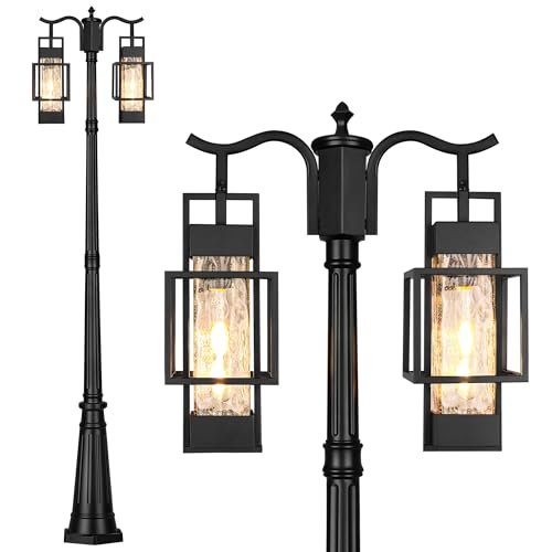 PARTPHONER Modern Outdoor Lamp Post Light 2-Head, Hardwired...