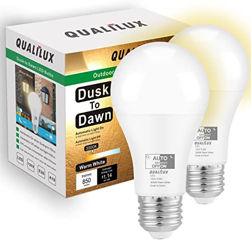 Qualilux Dusk to Dawn LED Light Bulbs Outdoor, Automatic...