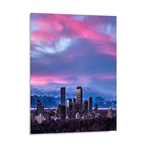 Denver Canvas Wall Art Decor Denver Sunset Skyline Print...