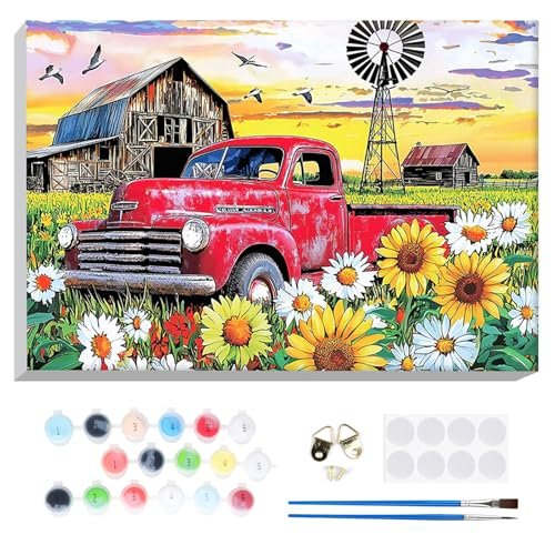 Bowetile Fall Farm Framed Paint by Numbers for Adults...