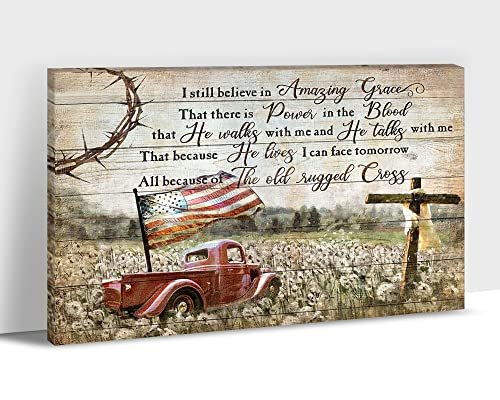 Farmhouse Wall Art, Red Truck Pictures Wall Art, Modern...