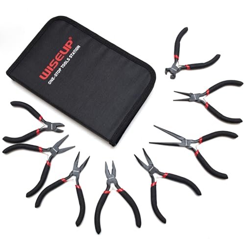 WISEUP 8-Piece Mini Pliers Set，Needle, Round, Flat, Long,...