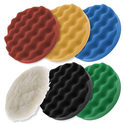 TCP Global 6.5 Inch Buffing Pads Set - 5 Waffle...