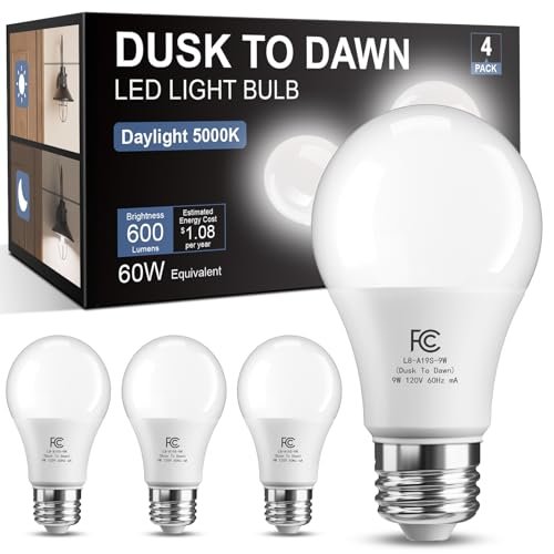 TJOY Dusk to Dawn Light Bulbs Outdoor, Light Sensor A19...