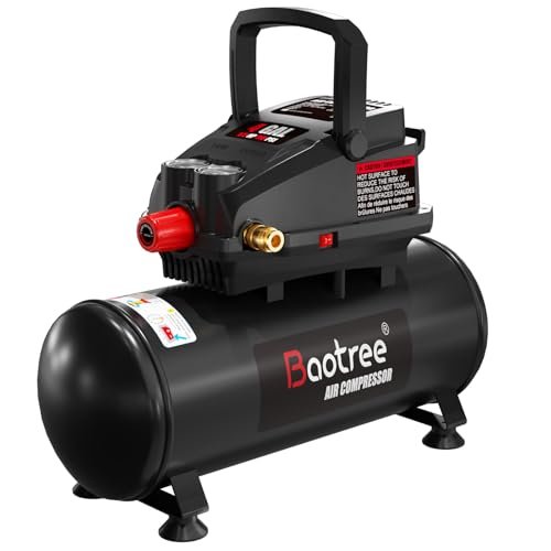 Portable Air Compressor, 4 Gallon Max 110PSI Oil Free Air...