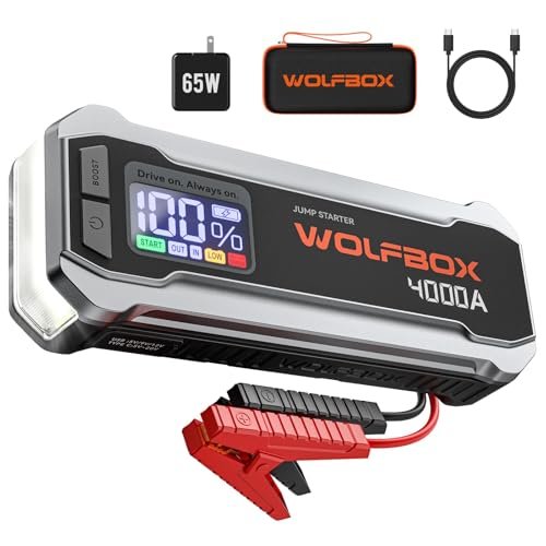 WOLFBOX 4000A Jump Starter,12V Car Battery Jump Starter...