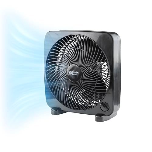 Comfort Zone Box Fan, 9 inch Portable Desk fan, Quiet...
