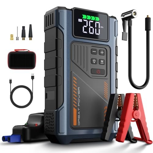 Car Battery Charger Jump Starter with Air Compressor, 4000A...