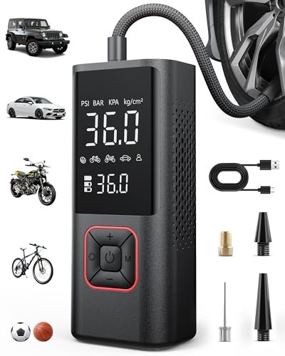 Powools Cordless Tire Inflator Portable Air Compressor -...