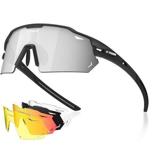 X-TIGER Polarized Cycling Glasses with 5 Interchangeable...