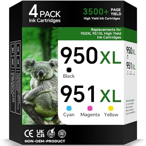 950XL and 951XL Ink Cartridges Combo Pack Compatible for...