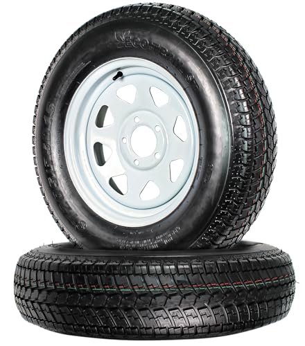 eCustomrim 2-Pack Trailer Tires On White Rims ST205/75D15...