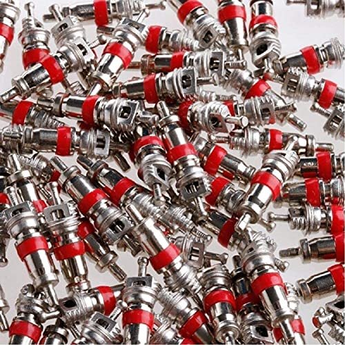 (Pack of 100) Premium TPMS Safe, Nickel Plated Red Valve...