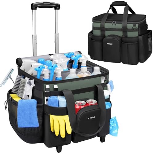 Ytonet Cleaning Caddy with Wheels, Extra Large Rolling...