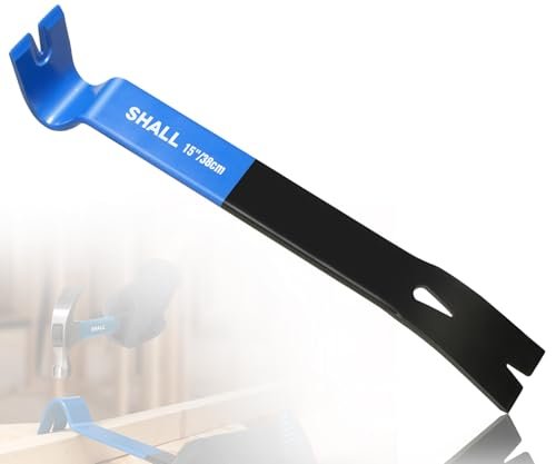 SHALL 15'' Flat Pry Bar, Heavy-Duty Nail Puller Crowbar,...