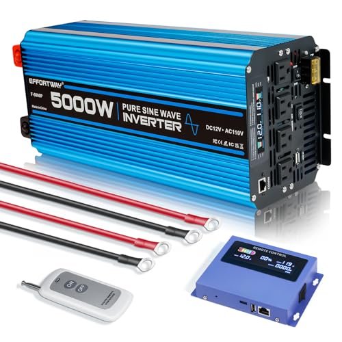 5000W Pure sine Wave Inverter DC 12V to AC 110V/120V...