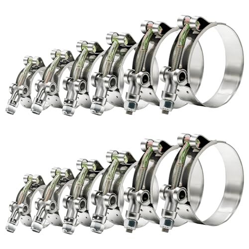 12pcs Hose Clamp Set, PEROMI T-bolt Radiator Heavy Duty...